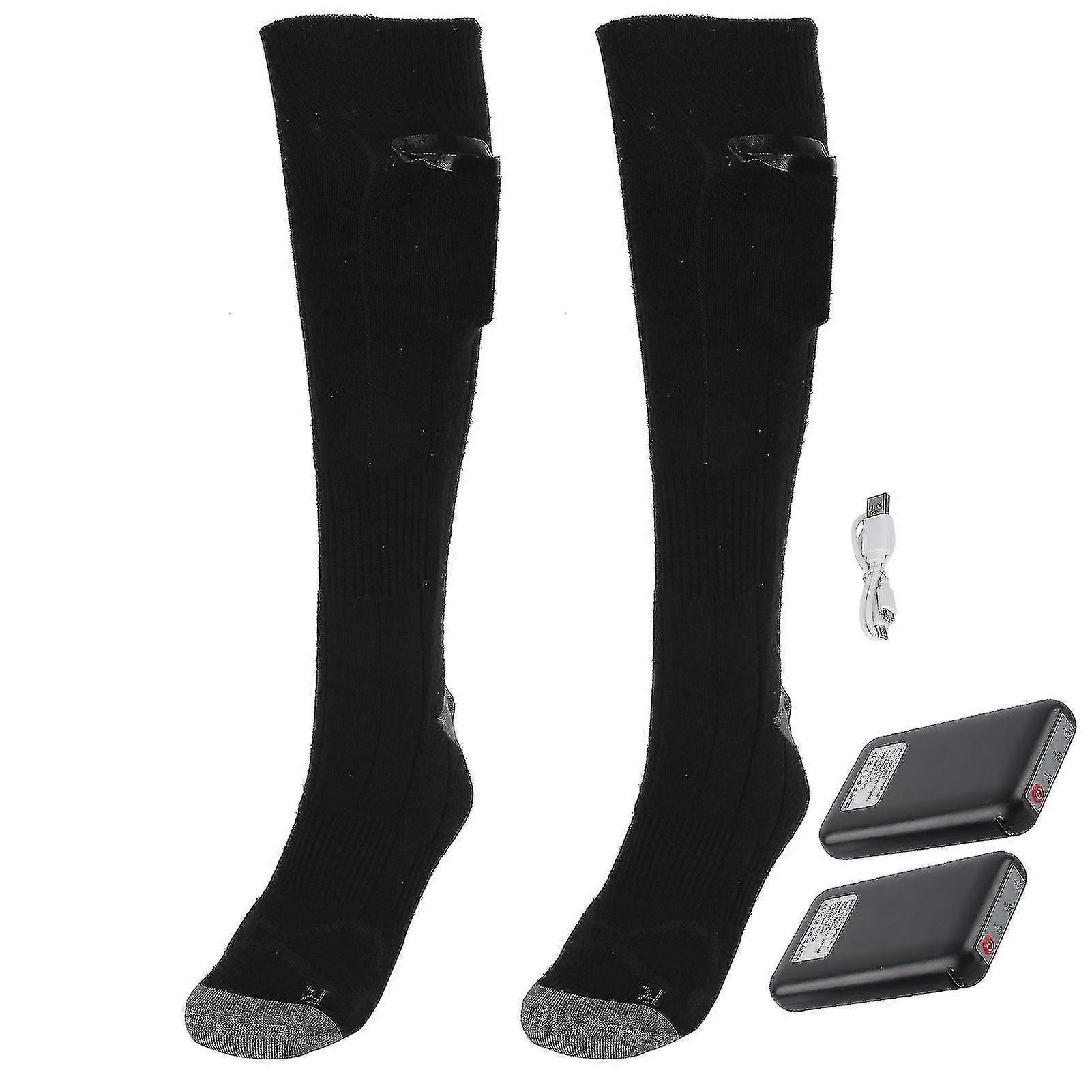 Black USB Heated Socks with Temperature Control - Washable & Double-Sided