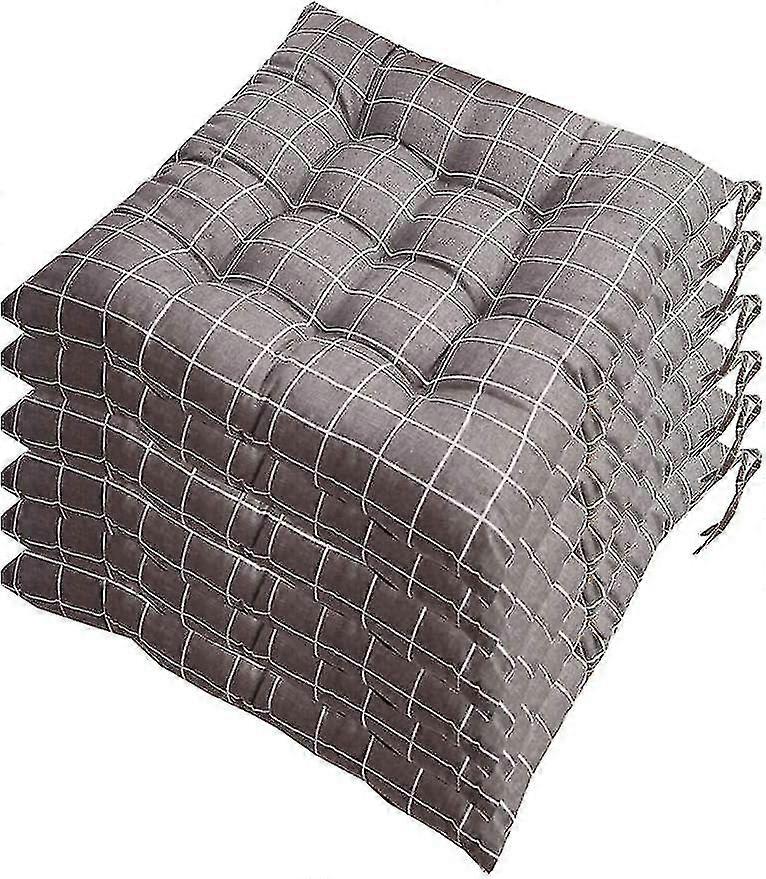 Set of 6 chair pads 40x40, Decorative cushion Chair cushion Garden cushions 12 stitches in one Different patterns, Polyester (A)