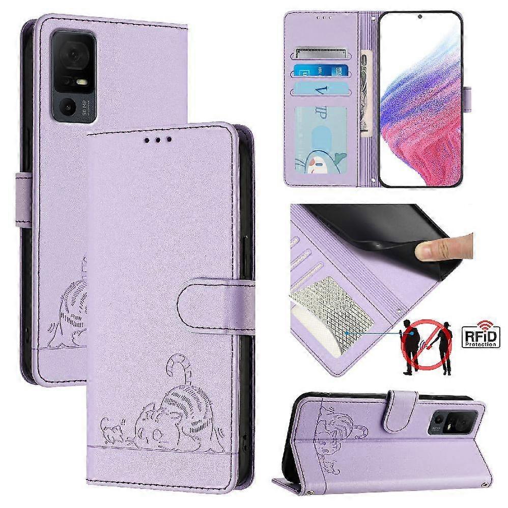 Case For TCL 40 XL Wallet Flip Cover Card Slot Holder Kickstand Cat RFID