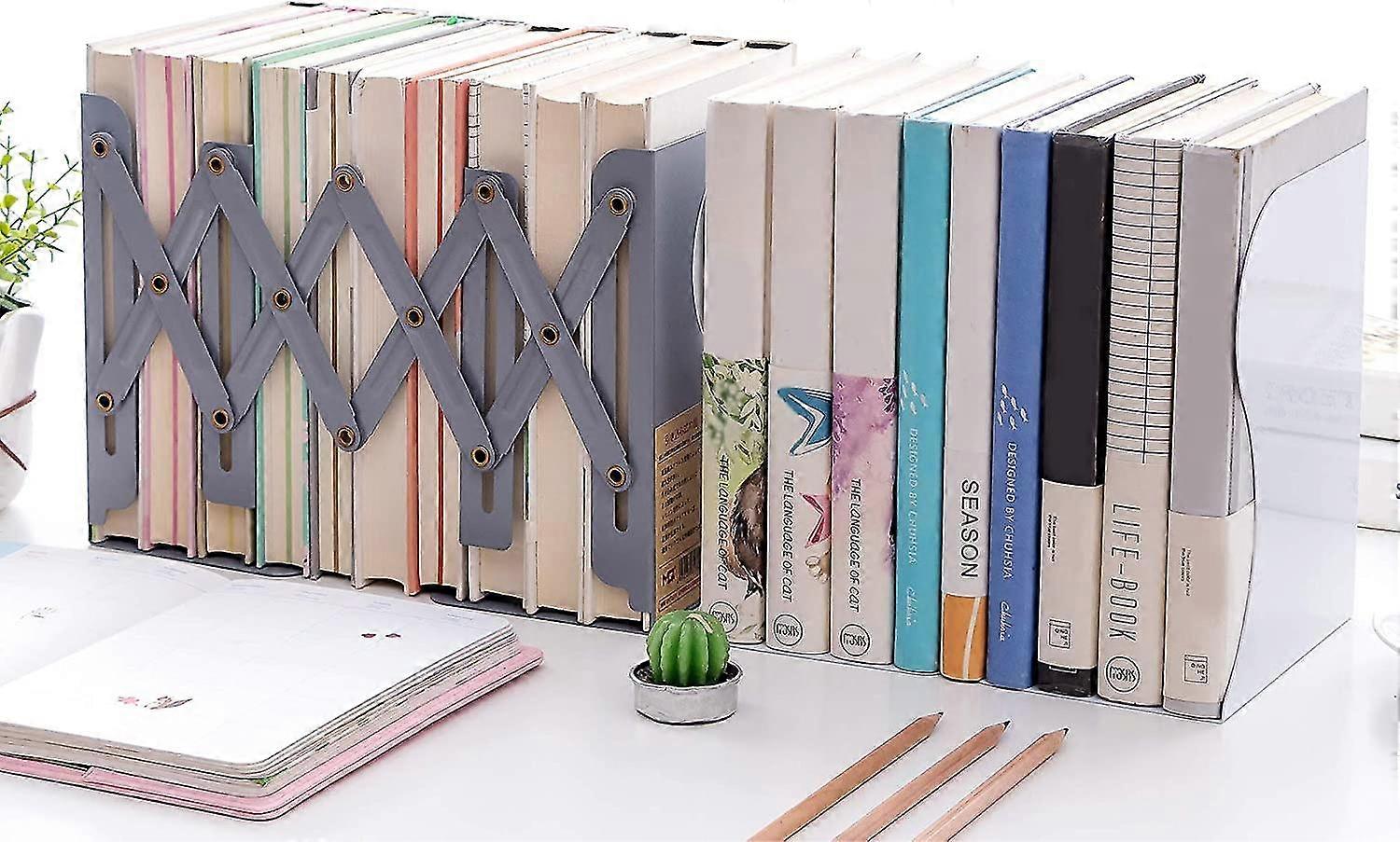 Expandable Bookshelf Desktop Bookend Stand Holder Adjustablewhite