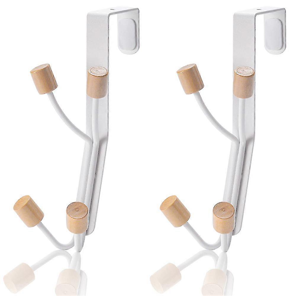 2pcs Over The Door Hooks, Towel Rack Hooks For Hanging Coats Hats Towels Baths With