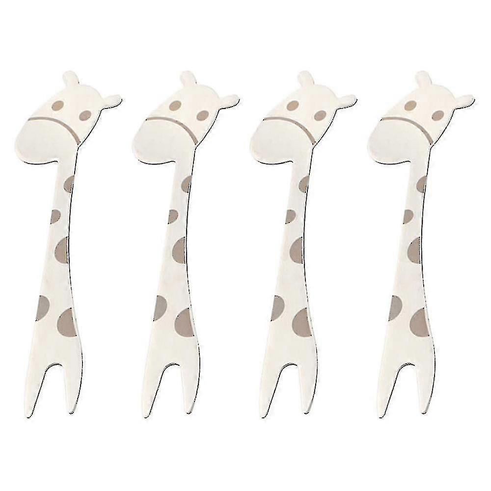 4 Pcs Stainless Steel Giraffe Fruit Cake Dessert Fork