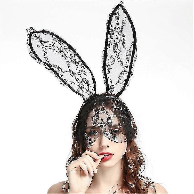 Black Bunny Ears Lace Headband