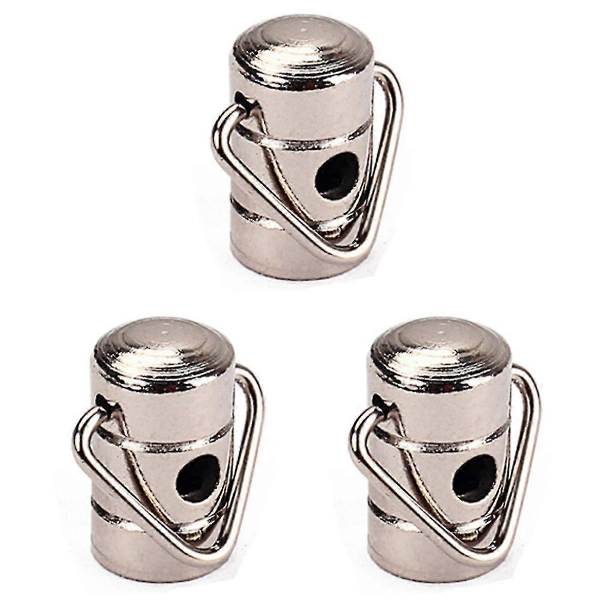 3pcs Metal Strap Lock Strap Button Large Banjo Guitar Strap Hook Button For Banjo (silver)