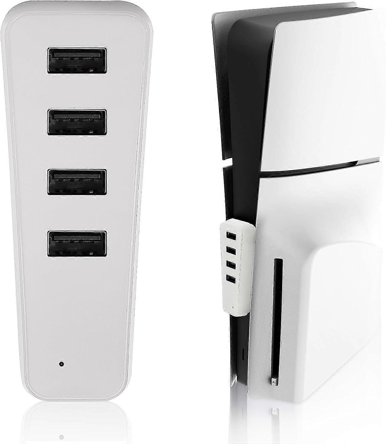 موزع USB لملحقات PS5 Slim ، شاحن محور توسعة عالي السرعة 4 منافذ USB متوافق مع وحدة تحكم PlayStation 5 Slim