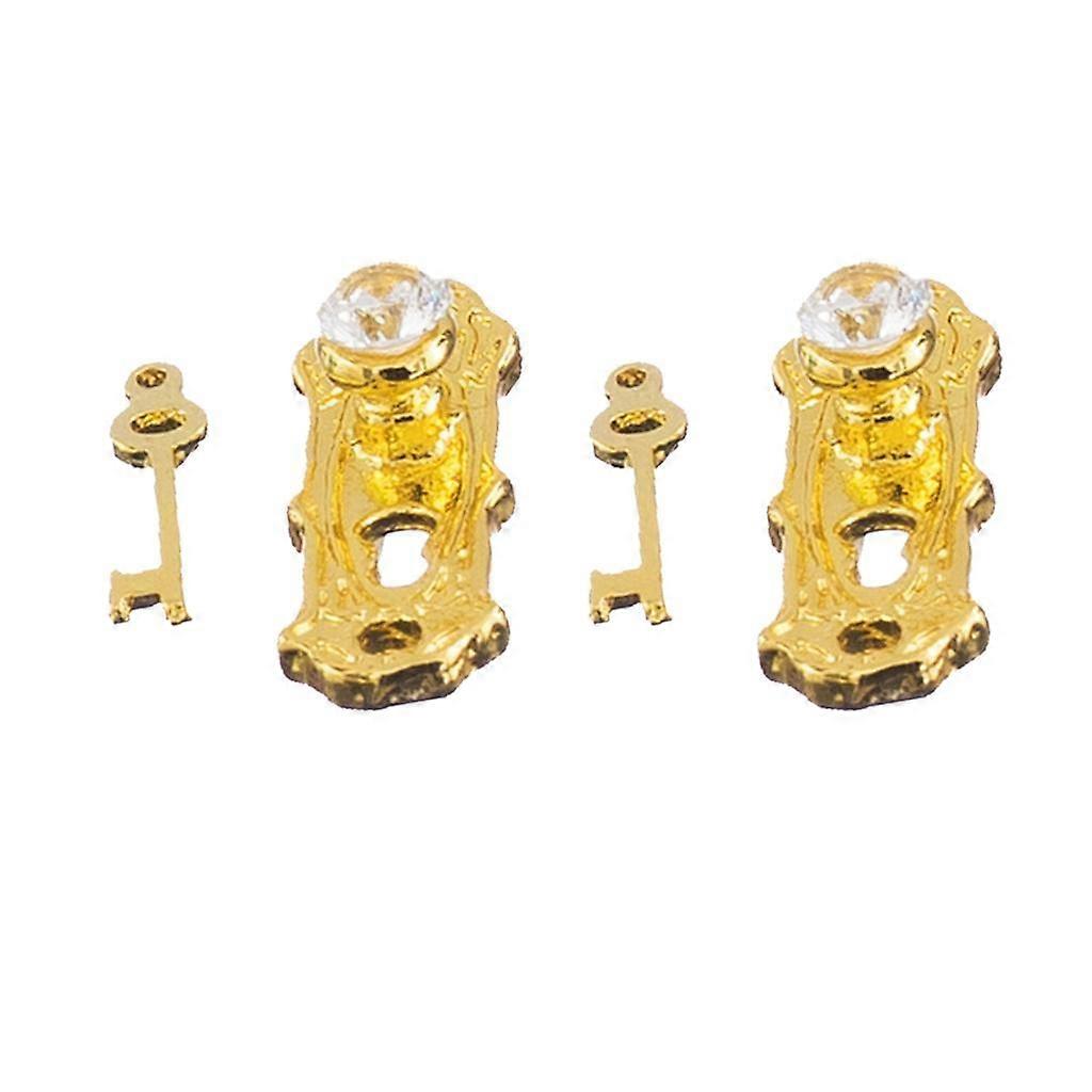 2x 2 Sets of Crystal Door Locks with Keys for Miniature House