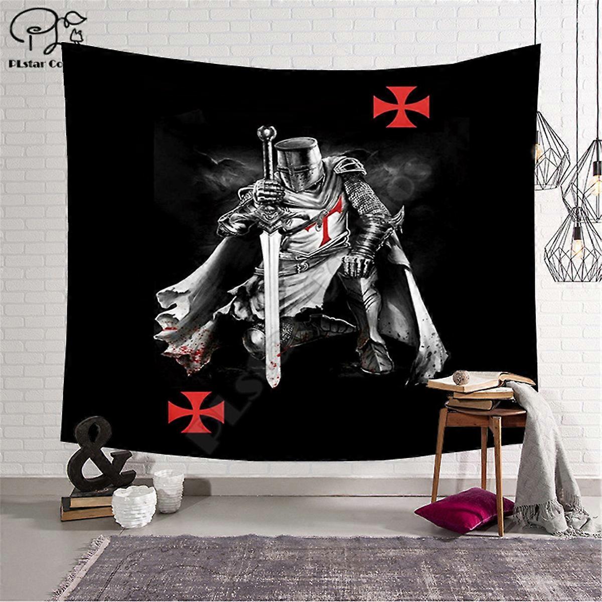 Riddare Templar Filt Gobeläng 3D-tryckt Tapestry Rektangulär Heminredning Väggbonad