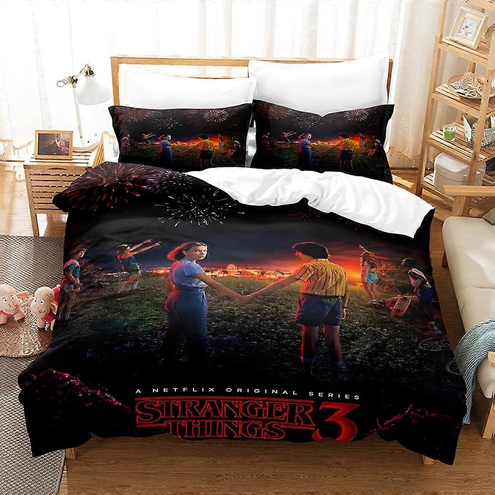 SQ607 Stranger Things Bedding Set Comfortable and Lightweight 3-Piece Cartoon Bedding Set (Available in Multiple Sizes) HZ607