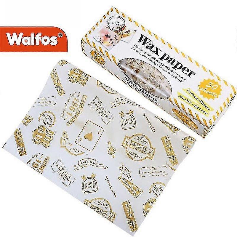 ウォルフォス50pcs /ロット食品グレード防水ワックス紙グリース紙包装