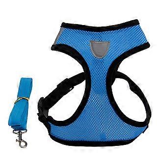Dog Harness with Leash Mesh Cloth Adjustable Soft Breathable Pet Vest compatible Outdoor Training and Running Blue XL