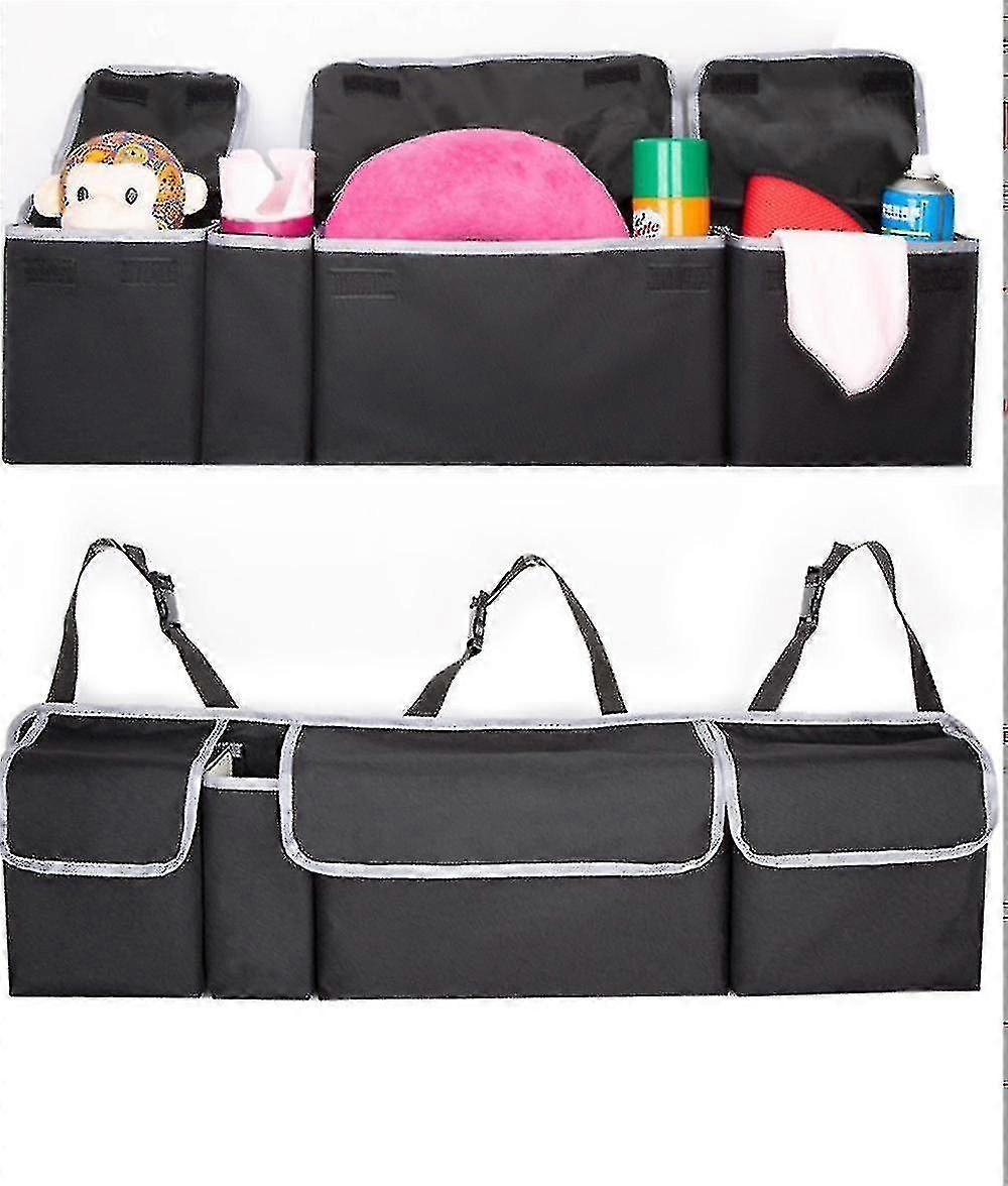 מארגן ואחסון תא מטען לרכב, מארגן תלוי במושב האחורי לתיק אחסון עמיד למים לרכב עם 4 כיסים, אביזרי פנים לרכב לגברים ולנשים