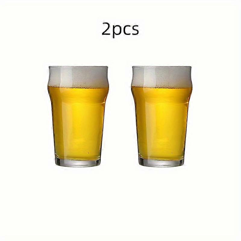 2 Pack Traditional British & American Pint Beer Glasses - Hand Wash Only Insulated Glass, Reusable Multipurpose Beverage Cups for Craft Beer, Juice, G