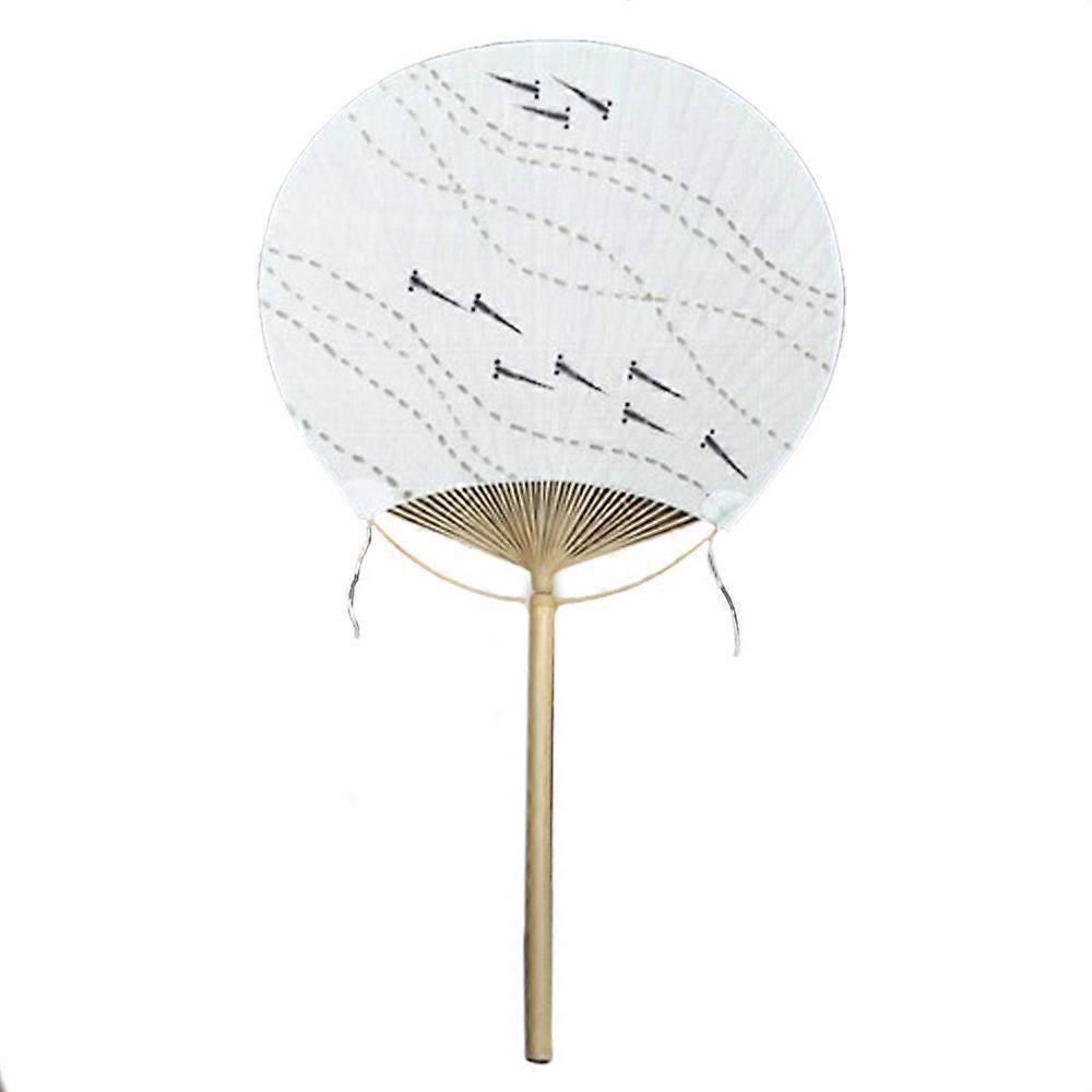Round Fan Hand Paint Fish Gift Grey
