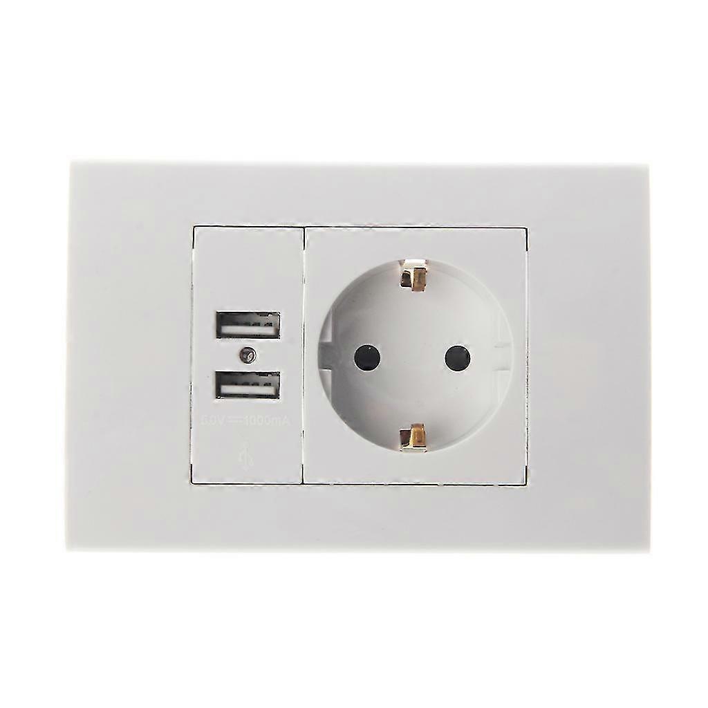 Wall Power Socket Plug 16a Eu Standard Electrical Outlet 1000ma Dual Usb Charger
