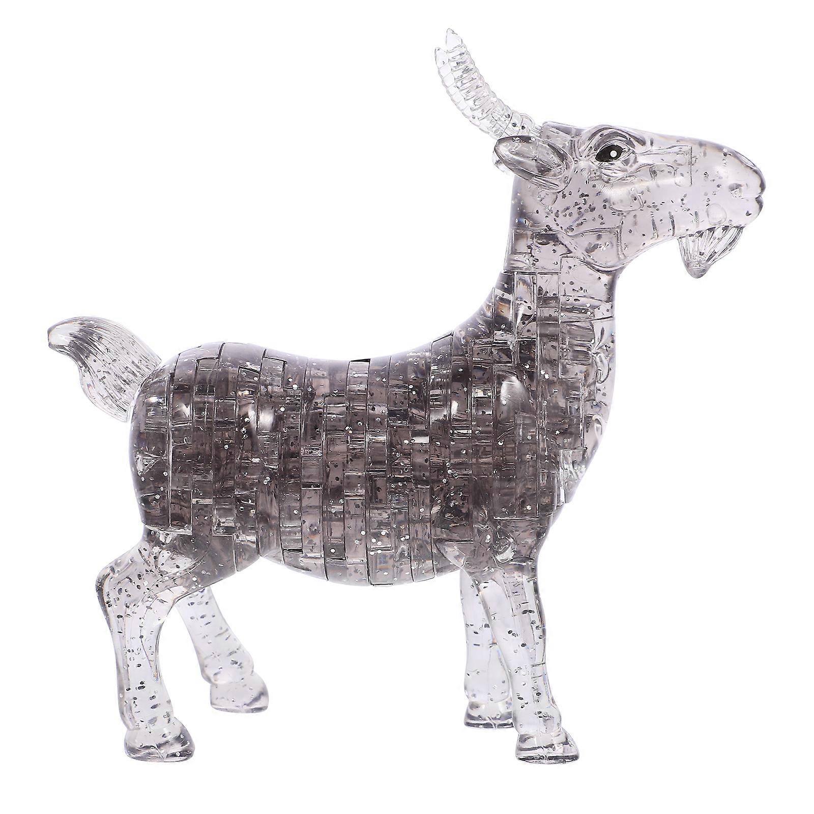 1Pc Fashion and Creative 3D Crystal Jigsaw Puzzle With Self - Installed Animal Goat (Grey)