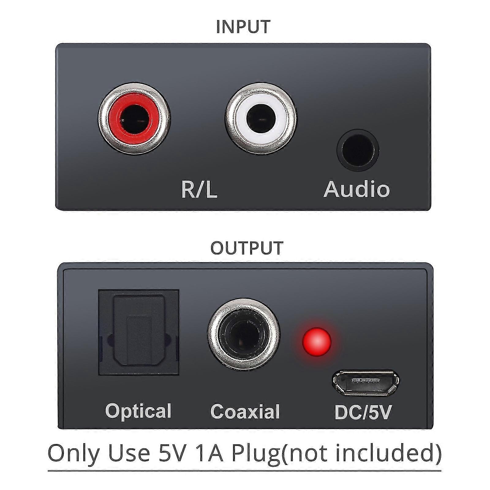 Analog To Digital Audio Converter For Ps3 Player R/l 2 Rca 3.5mm Aux To Digital Coaxial Toslink Spd