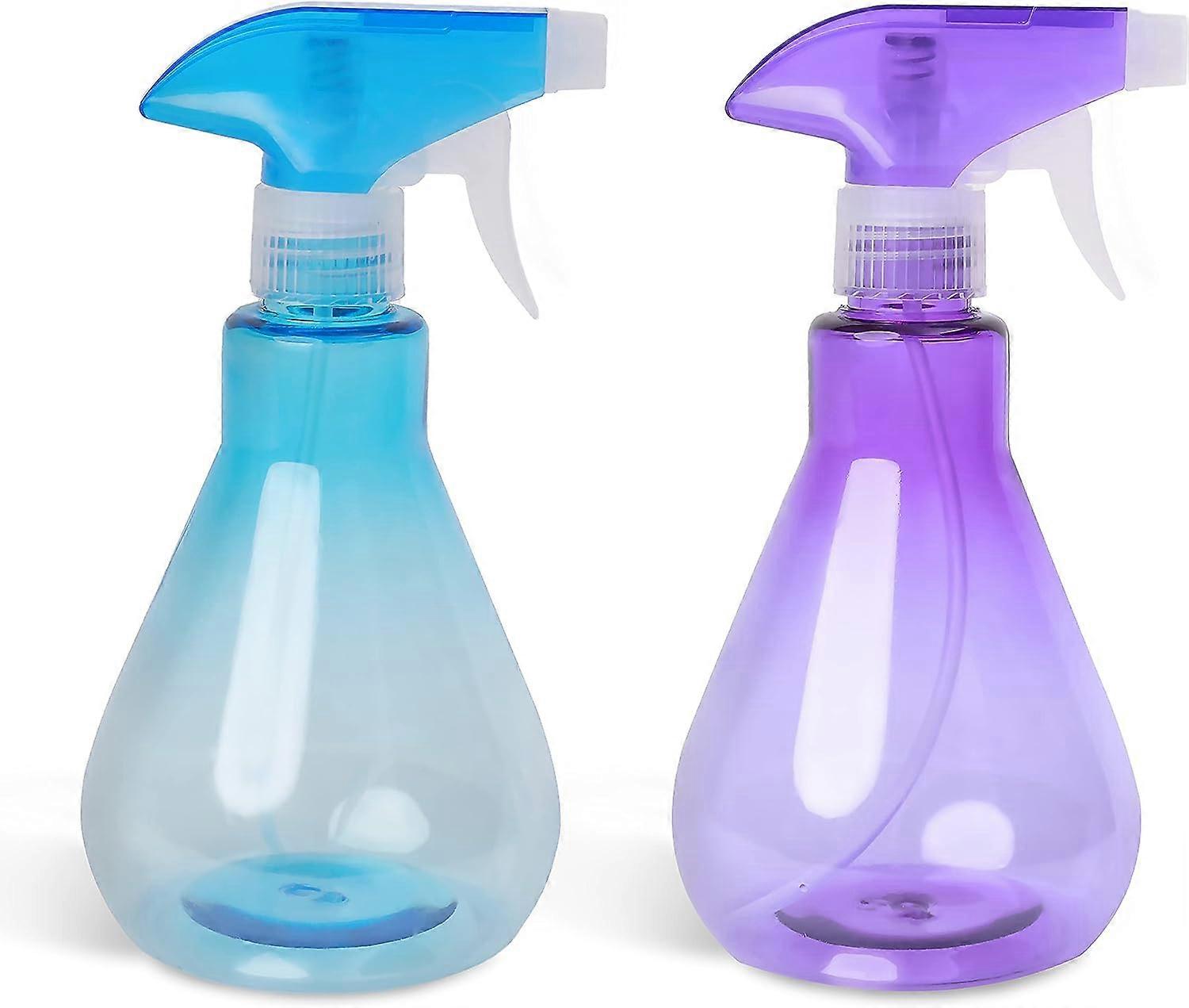Water Spray Bottles (2 Pack) 500ml  Empty Plastic Mist Liquid Sprayers | Reusable & Refillable (Blue & Purple)