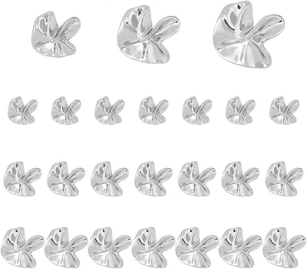 24Pcs 3 Sizes Metal Buttons Silver Irregular Flower Buttons Zinc Alloy Shank Buttons Platinum Sewing Shank Buttons for Clothing Embellishments Garment