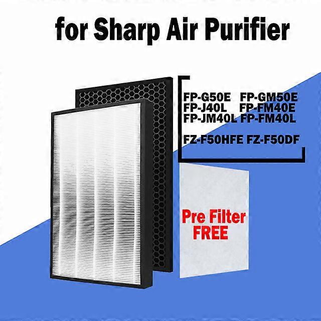 FZ-F50HFE FZ-F50DFE for Sharp FP-J40 FP-JM40 FP-G50 FP-GM50 Air Purifier Replacement HEPA Carbon Filter 380*240*32 /10mm