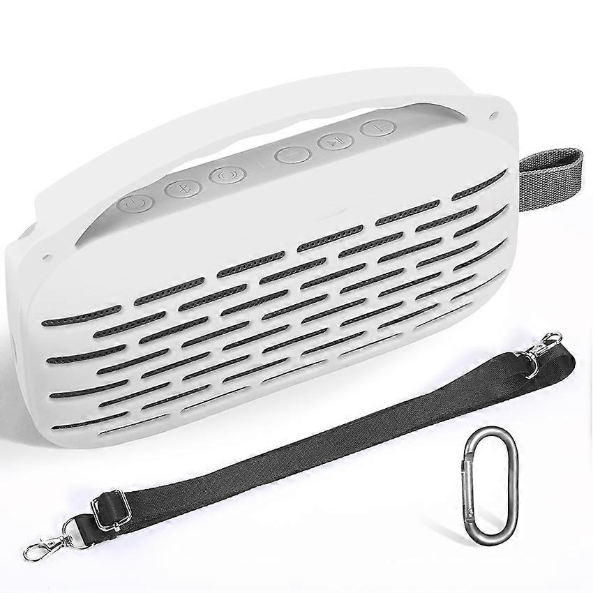 Speaker Case Bluetooth Speaker Silicone Case Protective Case Accessories for Bose Soundlink Flex 2nd Gen(Gray-White)