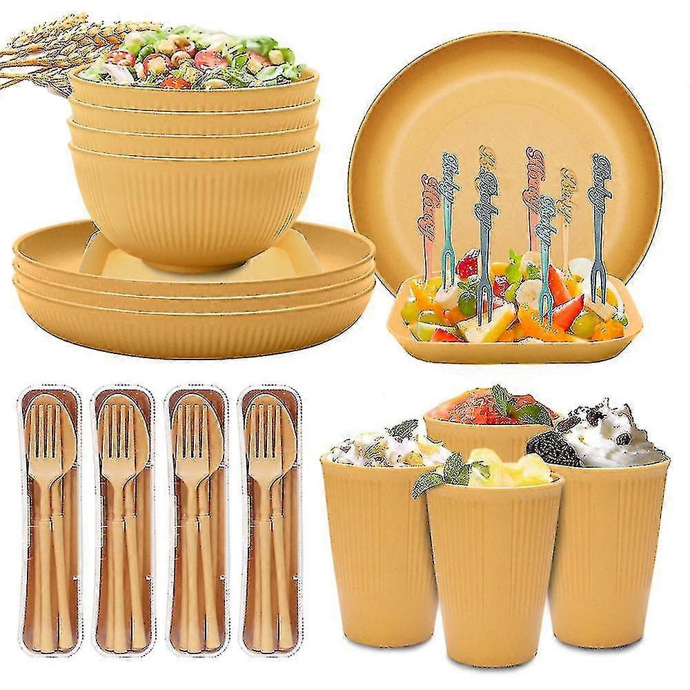 upgrade Unbreakable Dinnerware Sets Camping Plates And Bowls Set Plastic Picnic Dinner Sets