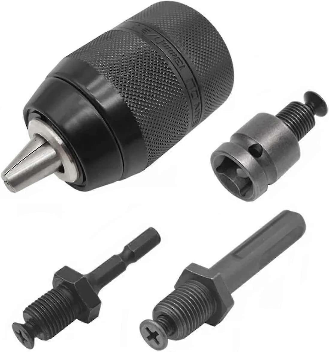 Metal Heavy Duty Keyless Drill Chuck Self-tighten Keyless Chuck Quick Change Drill Bit Adapter