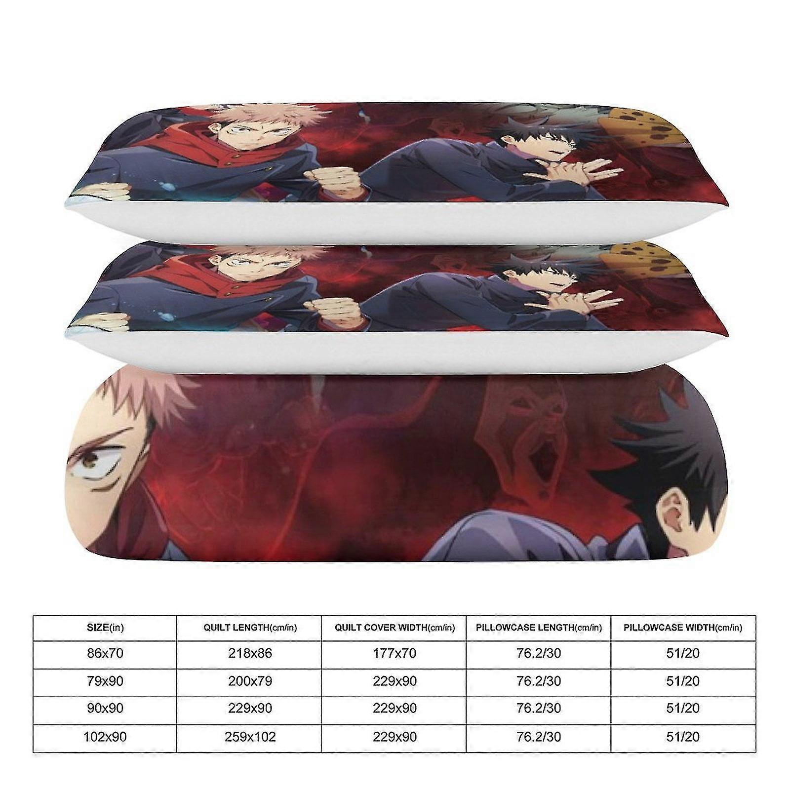 b1512 Bed Sheets Jujutsu Kaisen Characters Characters 3 Piece Bedding Set 1 Quilt Cover and 2 Pillowcases Bed Sheets gb1512