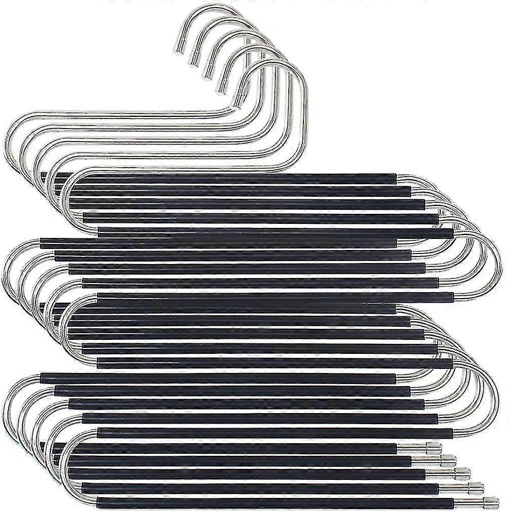 Stainless Steel Space-saving Clothes Hangers 5 Trouser Hangers, Multiple Space-saving Trouser Hangers, Non-slip Metal Trouser Rack, Closet Organizer