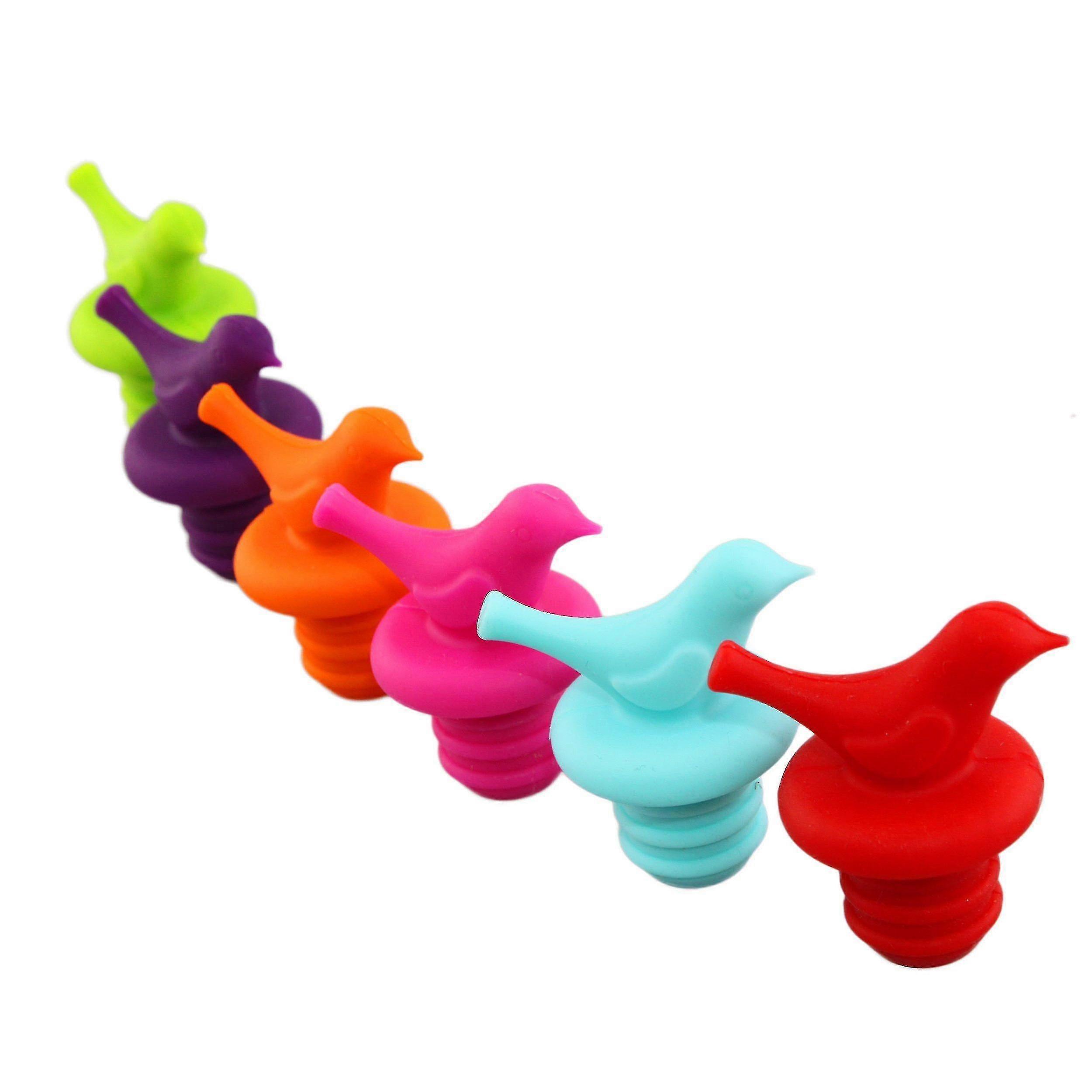 6 Pcs Silicone Wine Stopper, Random Colors
