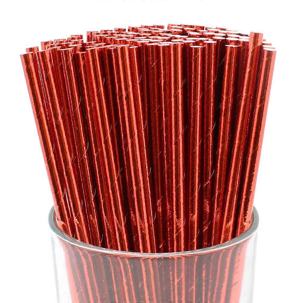 Disposable Drinking Paper Straws (200pcs,Metallic Red)