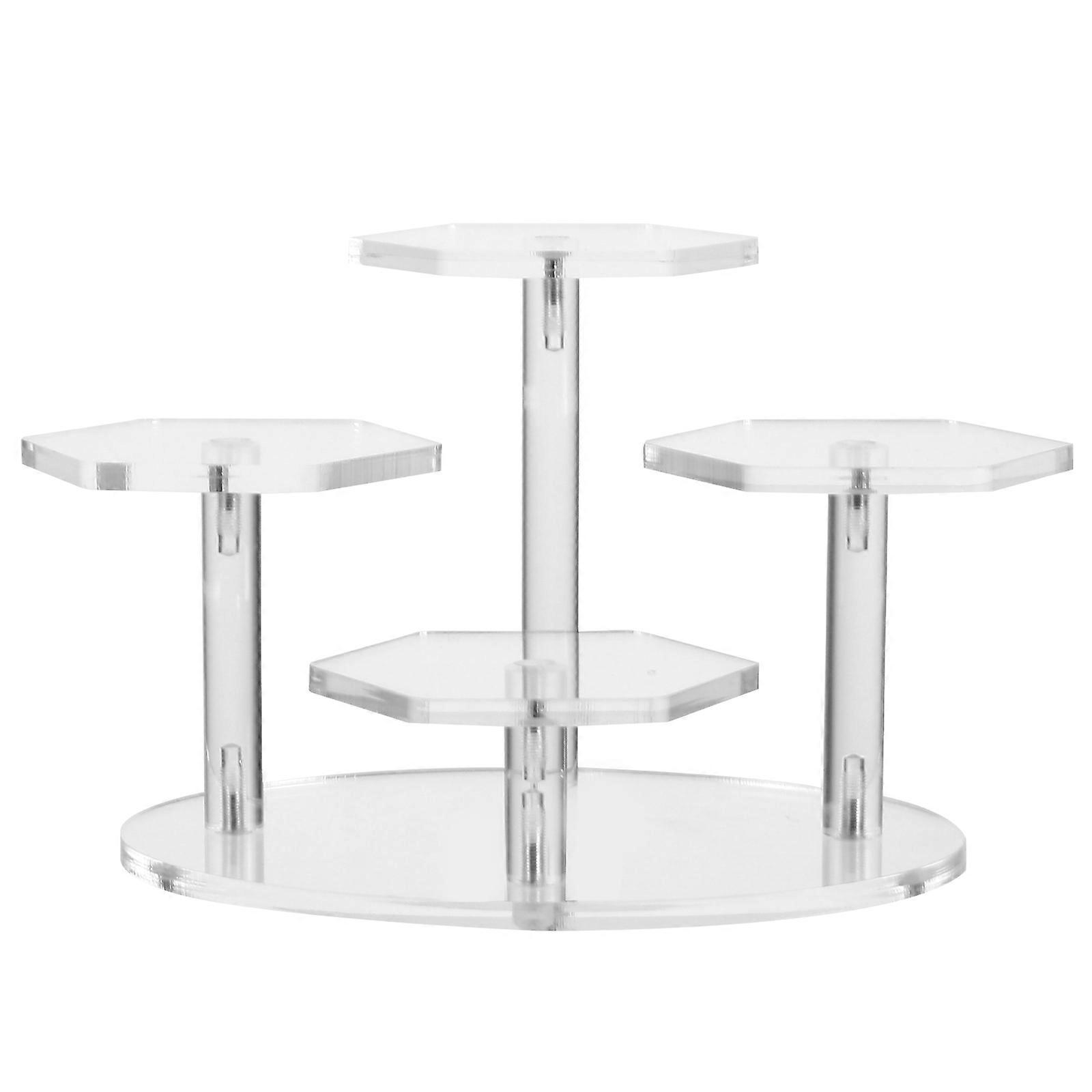 1Pc Clear Figurine Models Display Rack Acrylic Jewelry Riser Type Rack (4 Tier)