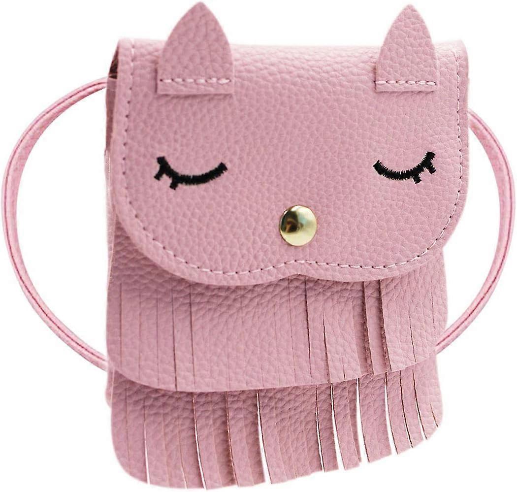 YC חתול ציצית תיק כתף ארנק מטבעות קטן תיק מוצלב לילדים בנות, סגול (5.1 אינץ 'x 5.9 אינץ '), ורוד מידה אחת (5.1 אינץ 'x 5.9 אינץ ')