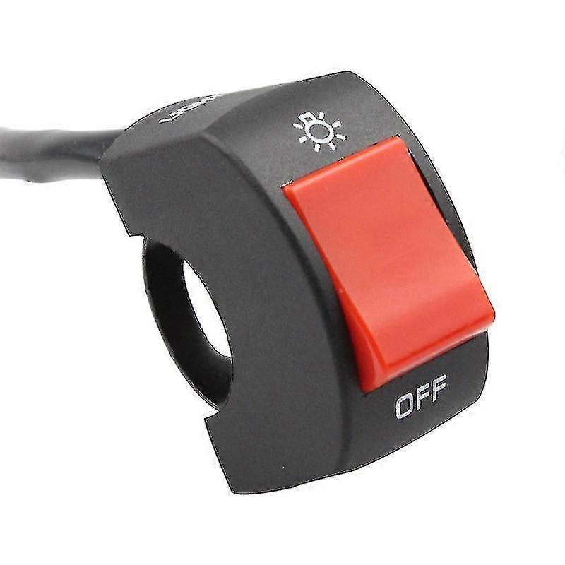 Motorcycle Handlebar Switch, Universal 22mm 7/8" 12v Handlebar Headlight On/off Button Switch Handlebar Mount Switch Control Black Red Button Fo -t