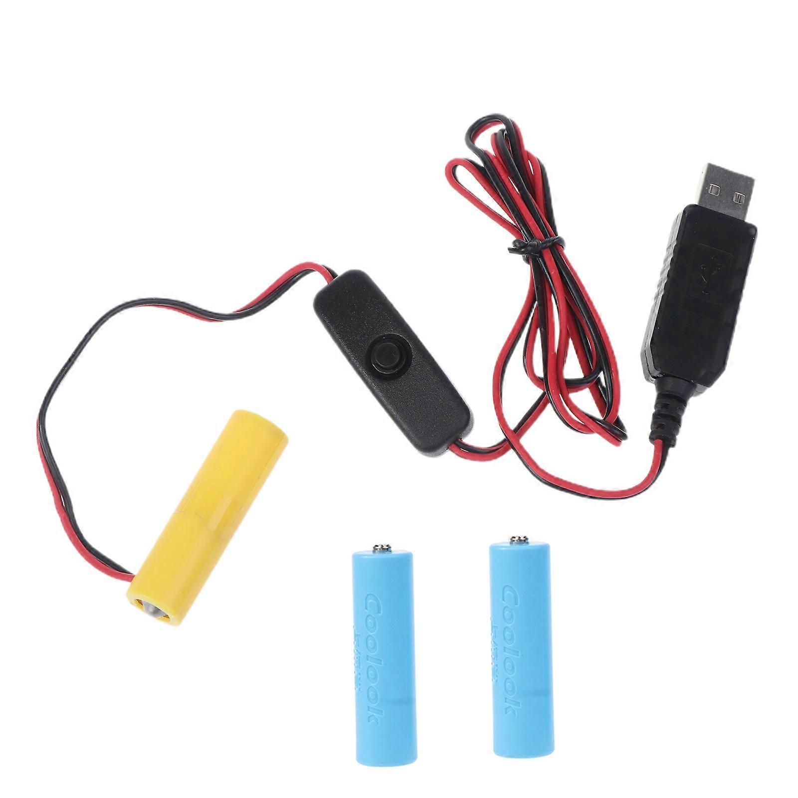 USB Power Supply Switch Cable AA Battery Eliminator 4.5V Replace 3 AA Batteries