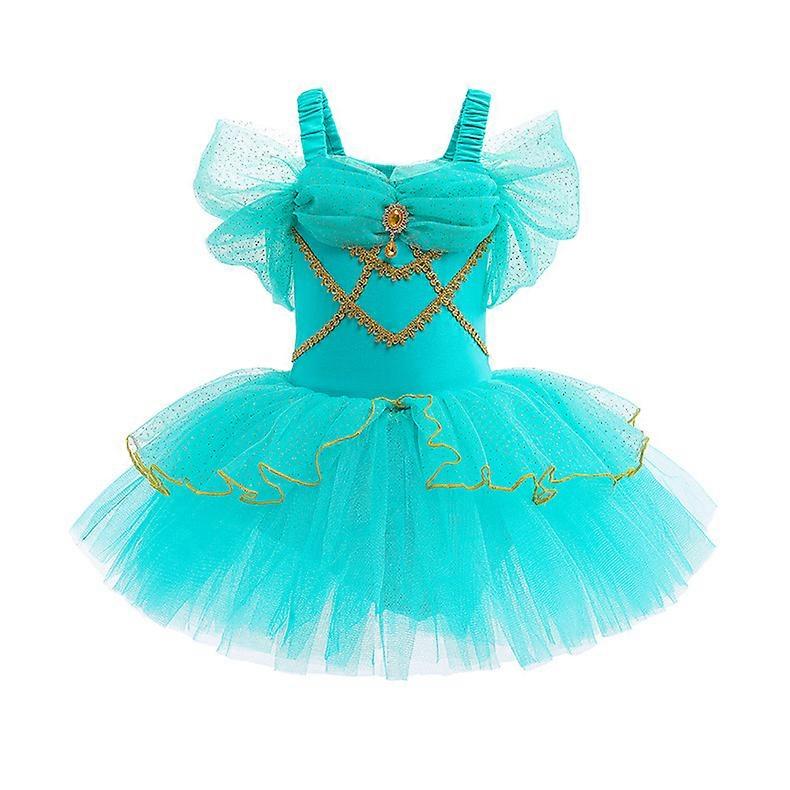 Prinzessin Kleid Mädchen Grün Tüll Tutu Mesh Cami Kleid Ballett Tanz Übung Performance Kleidung Trikots