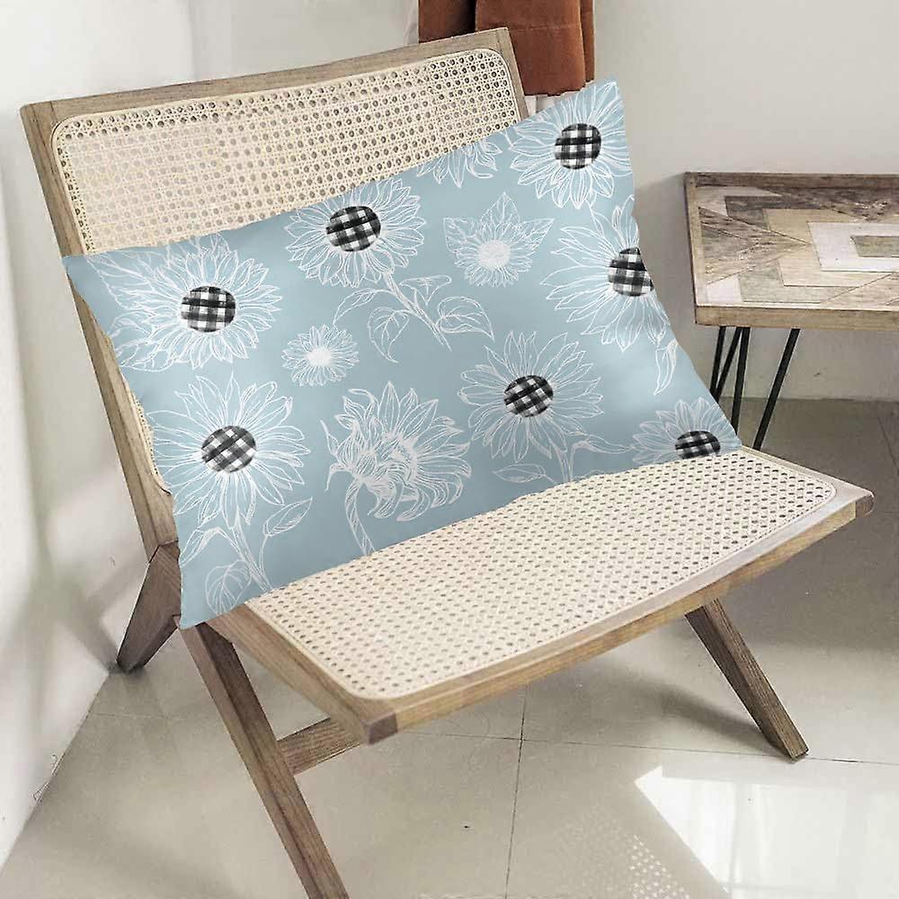 أكياس وسادة عباد الشمس حجم الملك 20x36 بوصة أكياس وسادات زهرية مزخرفة أزرق أزرق بلوم أسود أبيض جاموس منقوشة سرير وسادة يغطي نبات الصيف لينة بيل