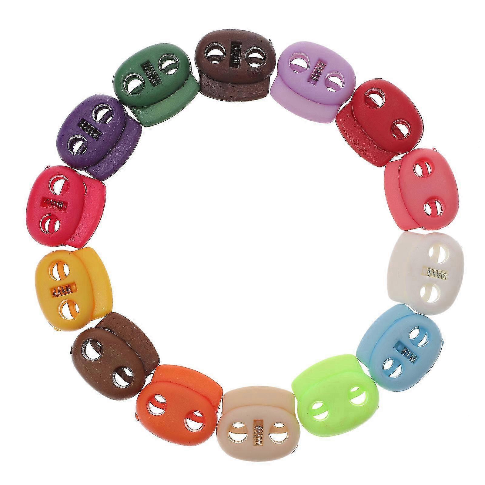 25pcs Oval DIY Spring Fastener Cord Lock Toggle Stopper Buttons (Random Color)