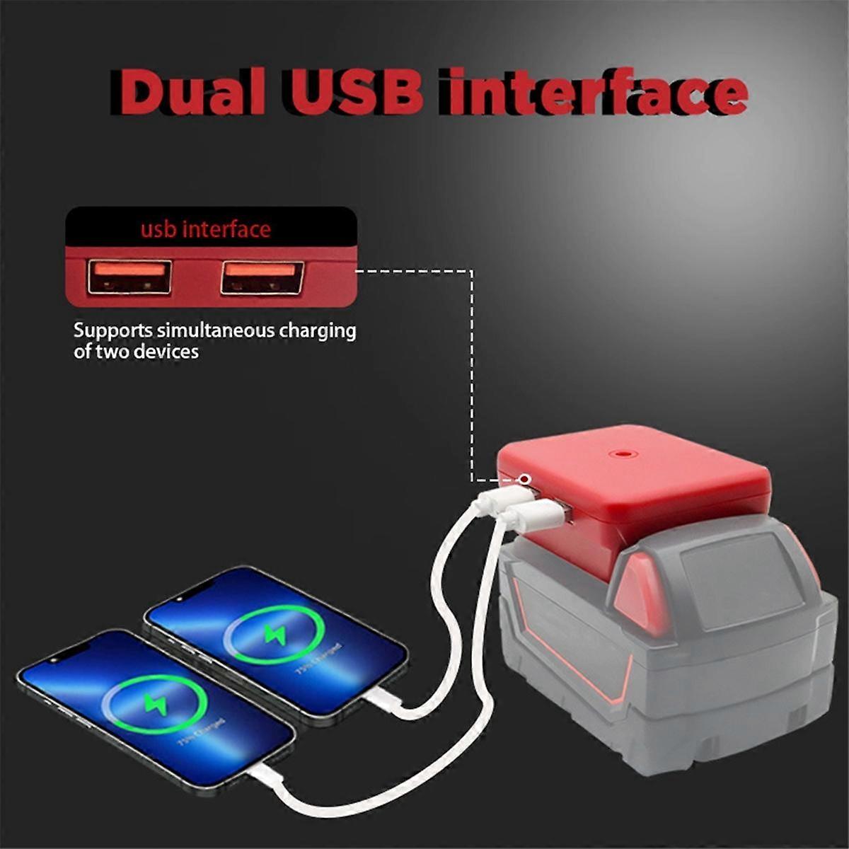Battery Adapter with Dual USB Fast Charger Port for 18V Li-Ion Battery 48-11-1890 48-11-1865 48-11-1880