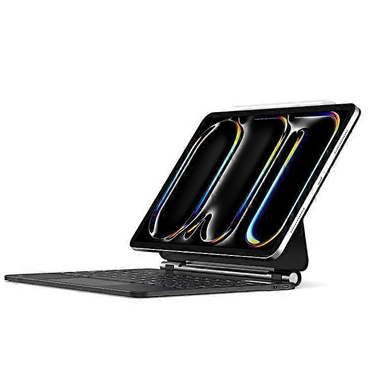 DUX DUCIS متوافق مع iPad Pro 11 (2024) جراب جلدي مع لوحة مفاتيح مغناطيسية عائمة متوافقة مع البلوتوث