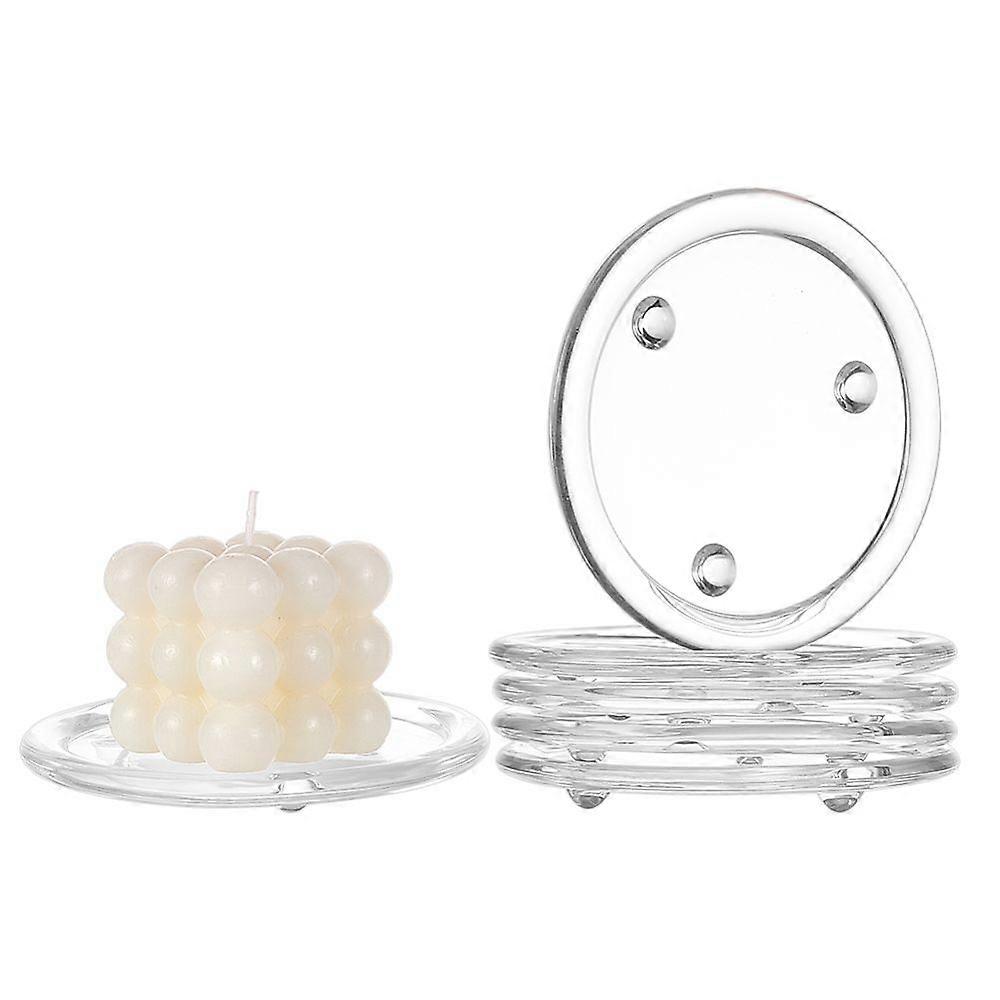 Glass Candle Holders Flat Round Clear 12.9x1.7cm