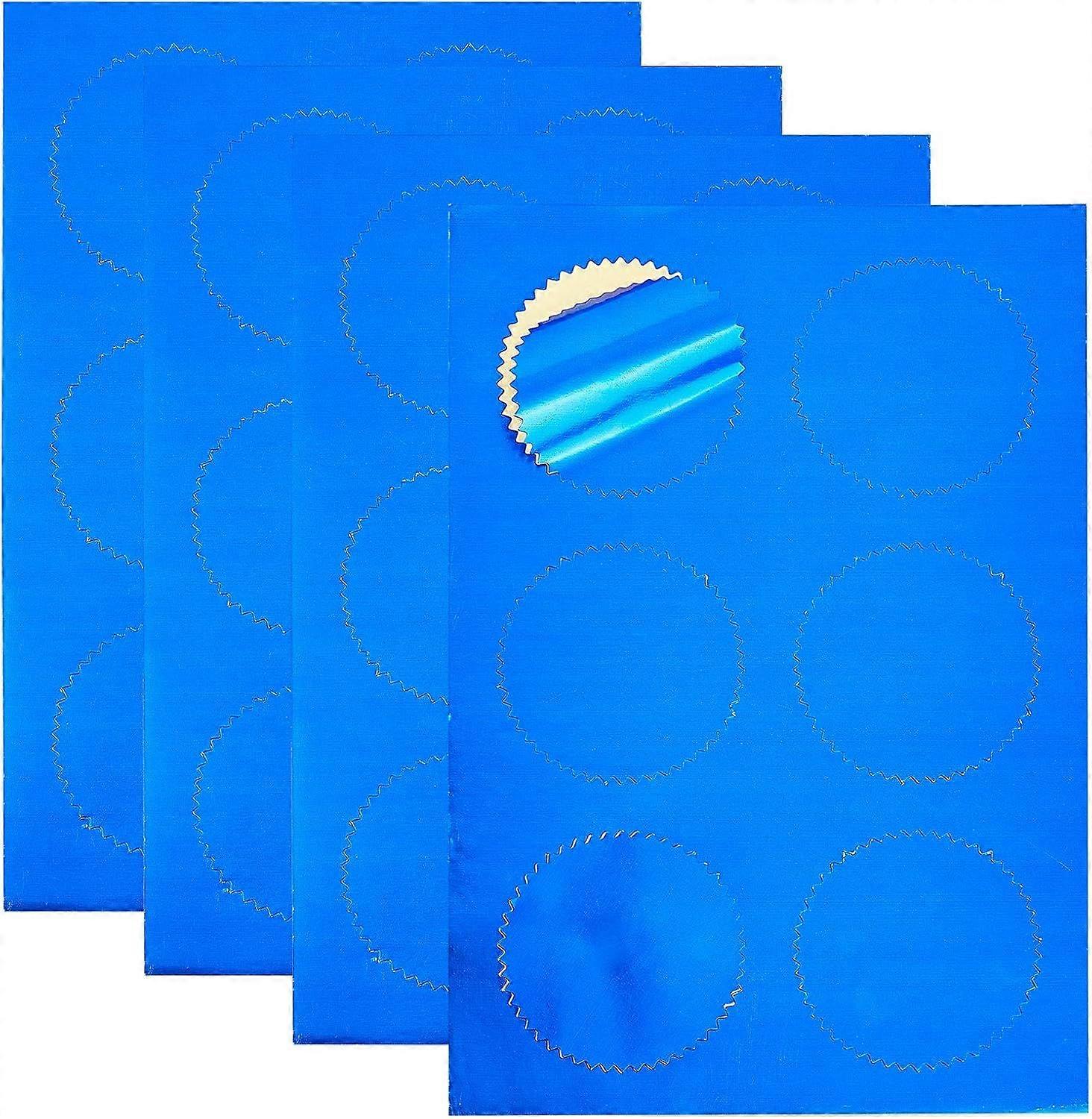 Embossing Blank Stickers, 36 Pcs Adhesive Stickers Seal Stickers with Serrated Edge 1.8" in Diameter, Embosser Stamp Sealing Blank Certificate Self-Ad
