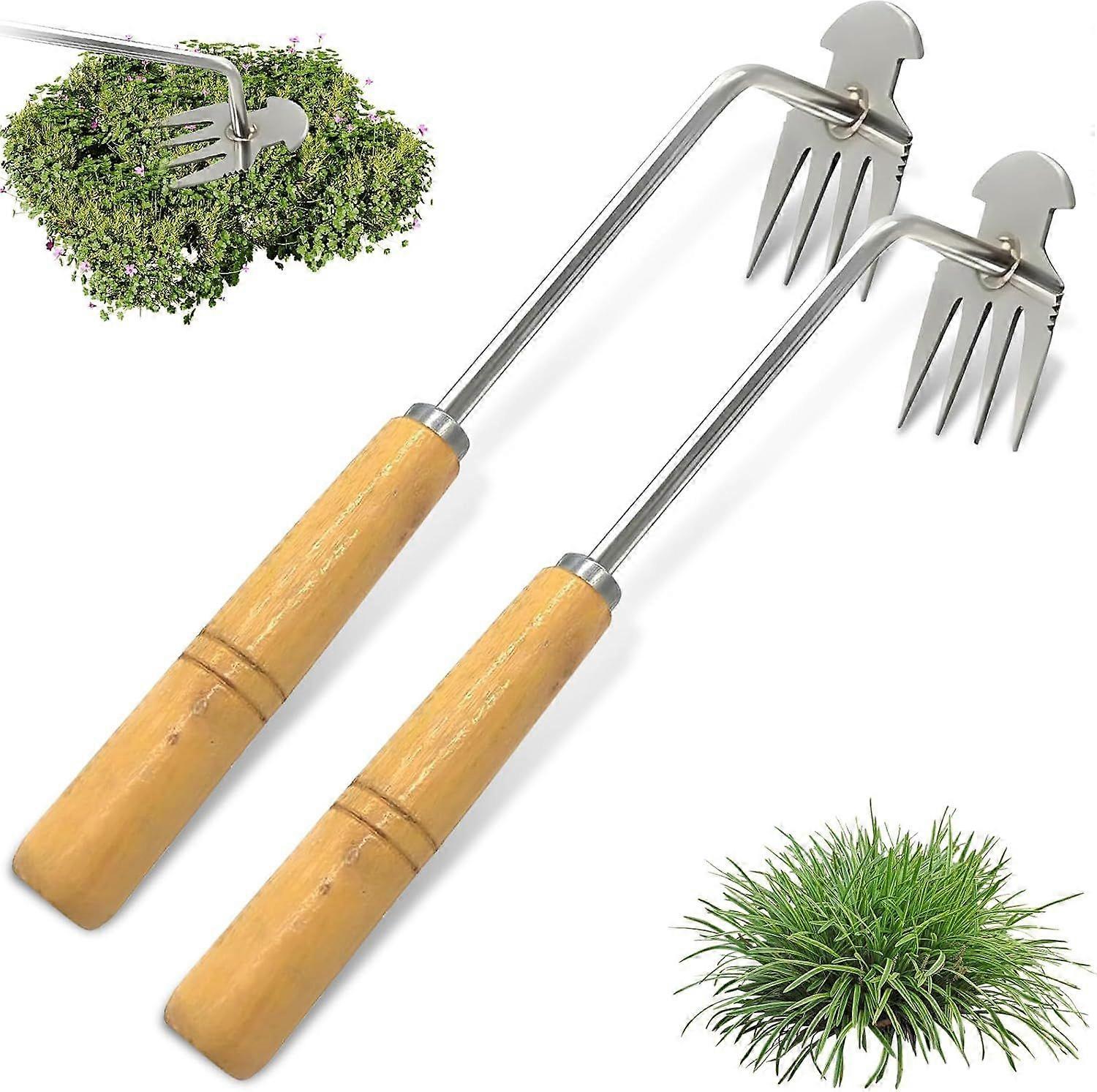 2pcs Manual Weeding Tool,Hand Weeder,Weed Puller Tools,Gardening Manual Weeding Tool,4 Teeth Manual Weed Puller