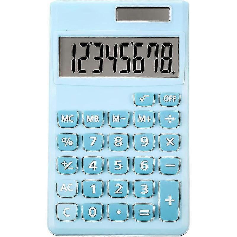 Small Pocket Calculator,Handheld Angled 8-Digit LCD Display Standard Function Electric Digital with Button Battery for School Office Use (Blue)