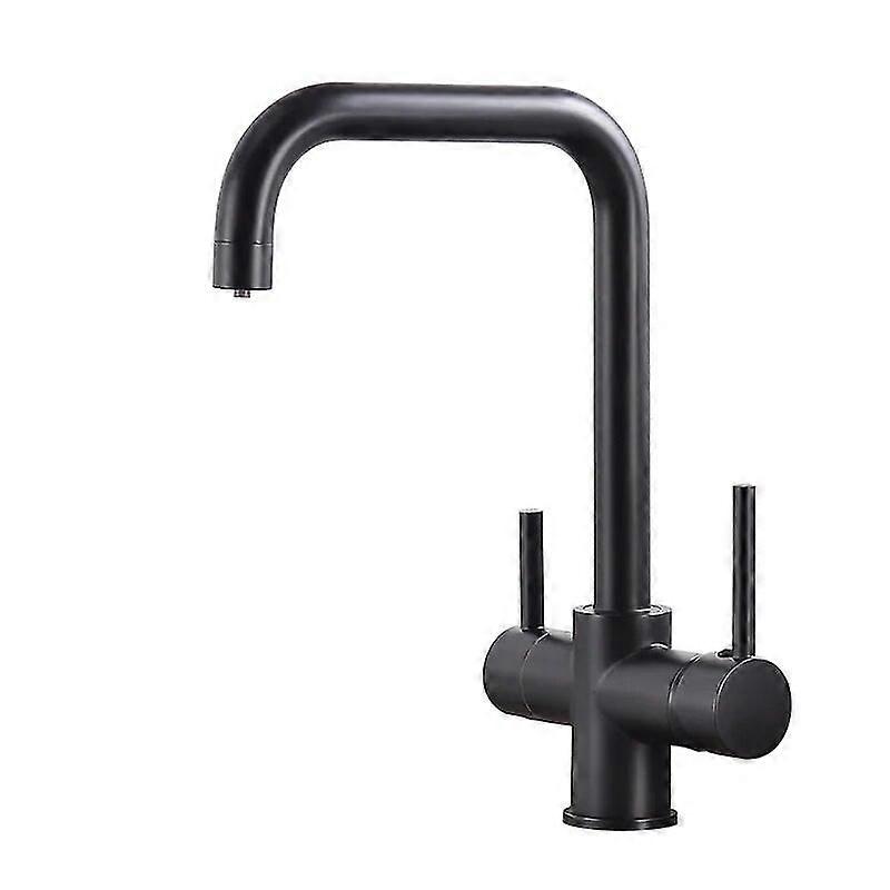 Rovogo 3合1厨房水槽水龙头带饮用水水龙头,冷热混合水龙头,酒吧水过滤器水龙头(磨砂黑色)
