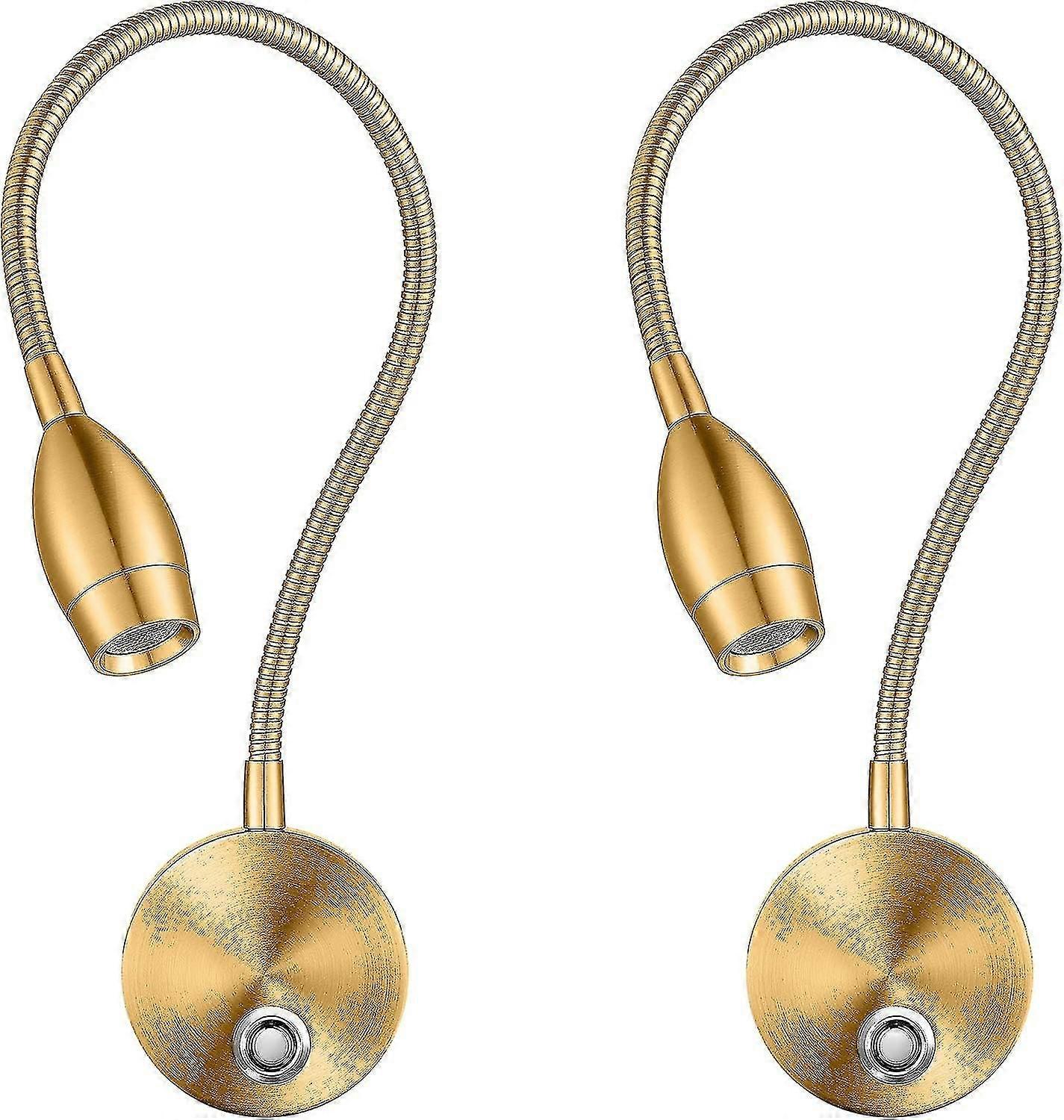 Dimmable Led Reading Lamps,wall Mount Reading Lights For Bed Headboard,flexible Gooseneck With Touch Dimmer Plug In Wired ,3color Modes,2 Pack-hao