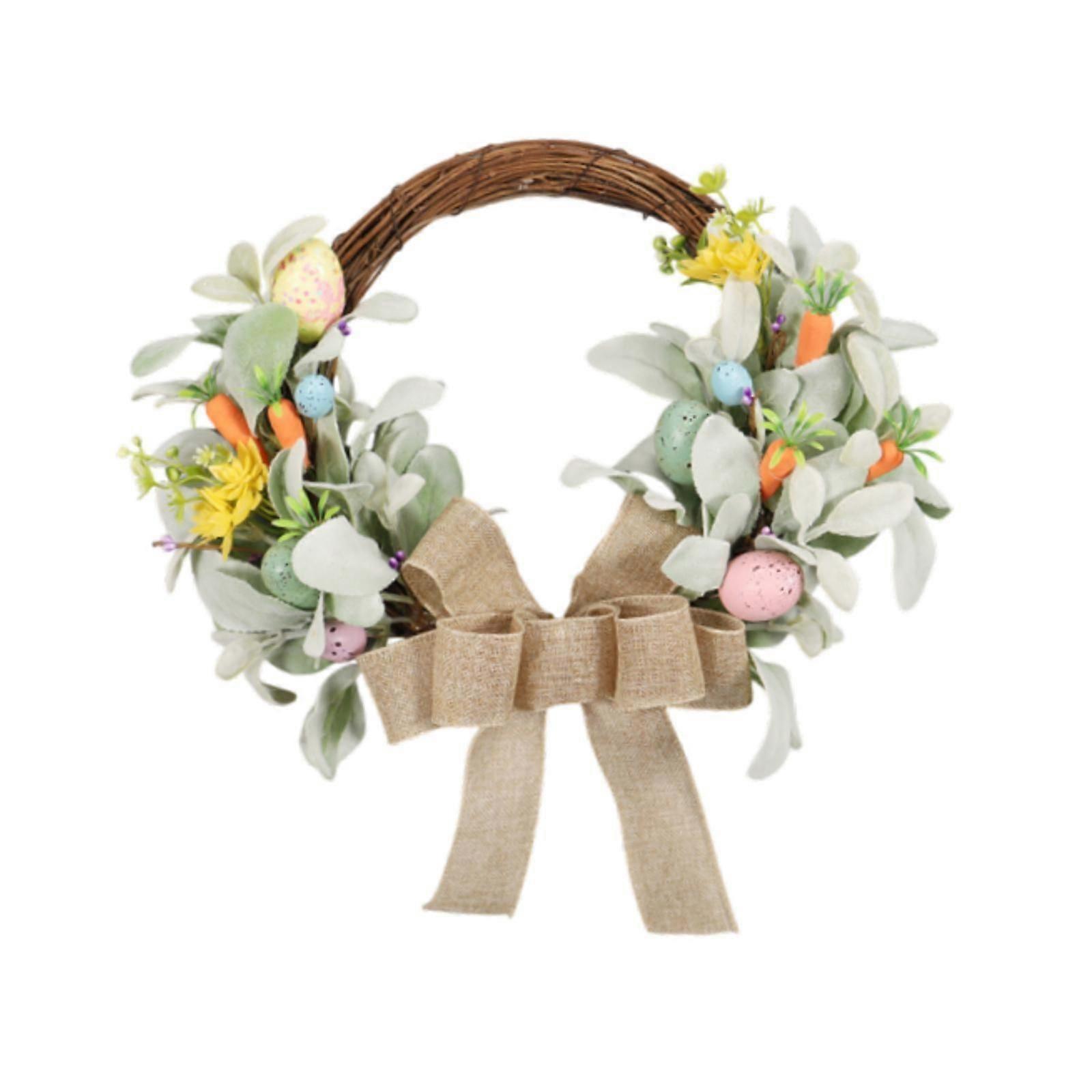 Easter Egg Wreath Round 15.75 inch Easter Decor for Farmhouse Kitchen Window