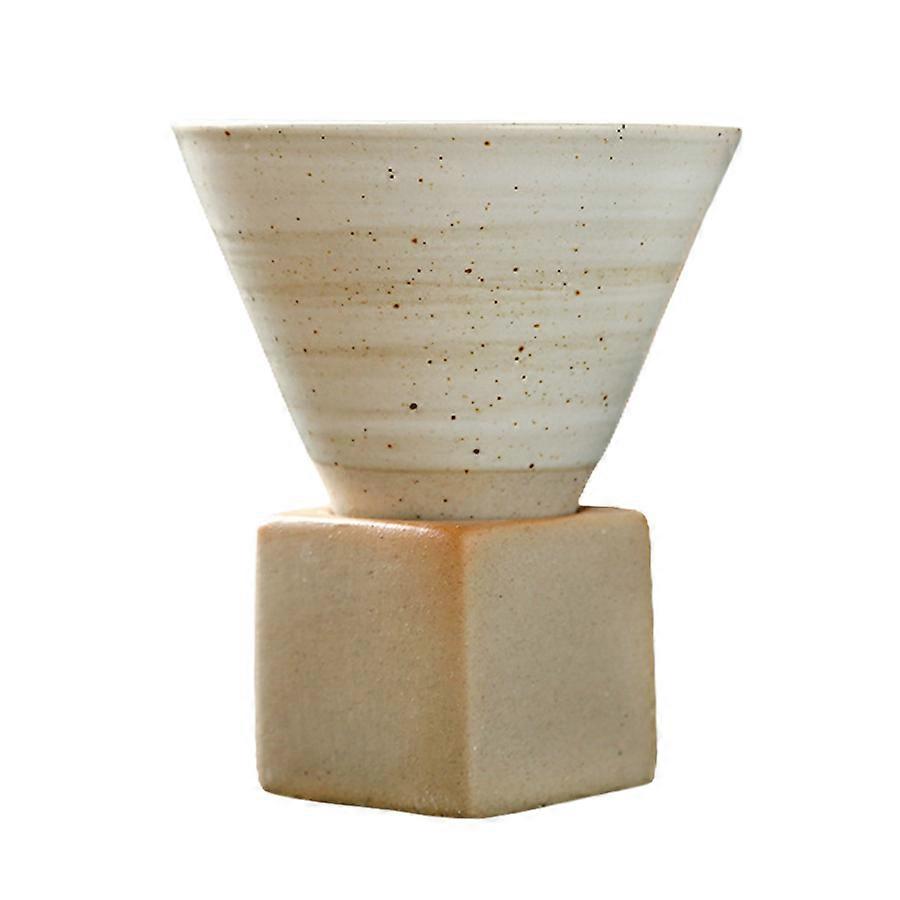 White Vintage 200ml Ceramic Tea Cup with Base - Creative Design