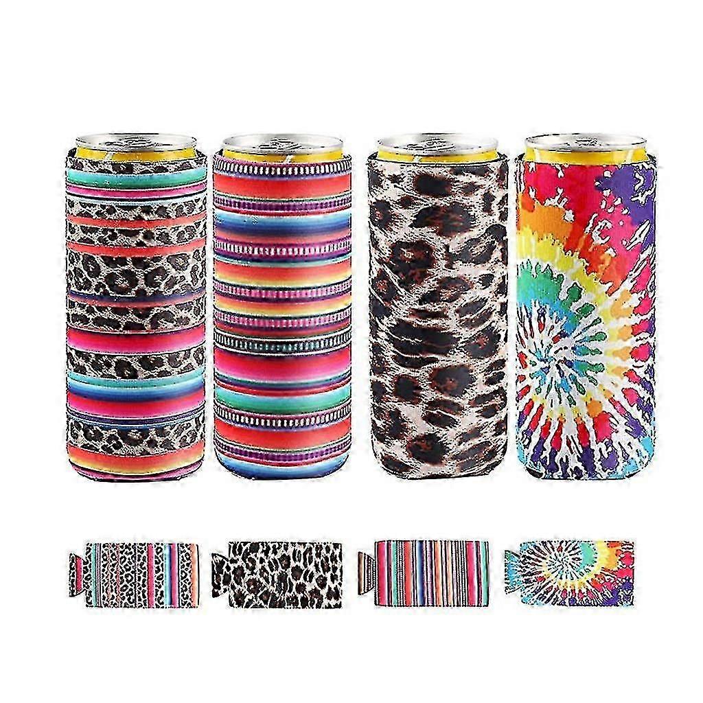 4 Pieces Of Neoprene Thin Beer Can Sleeves, Insulator Cooling Cover