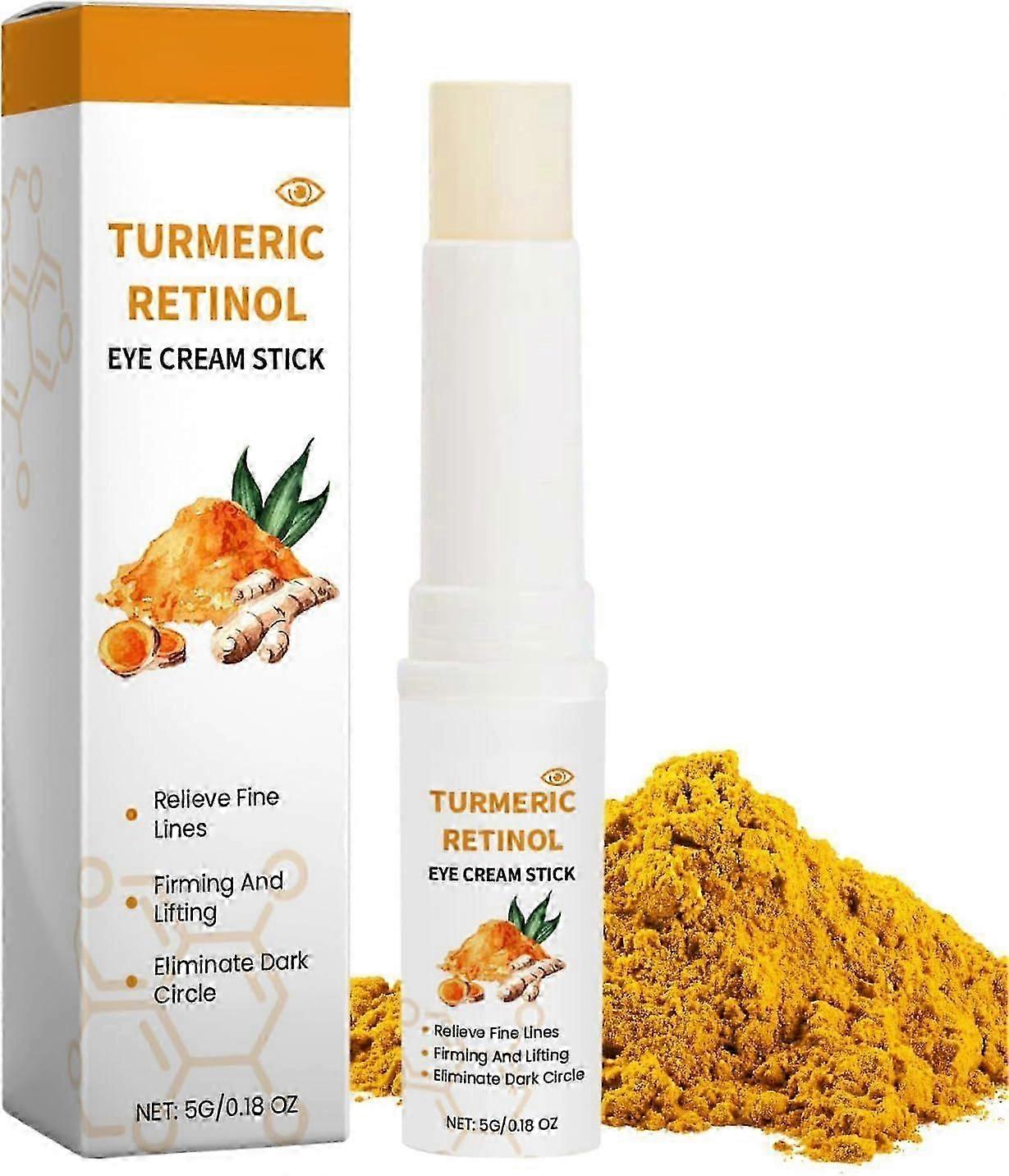 Turmeric Retinol Eye Cream Stick, Under Eye Cream Stick for Dark Circles and Puffy Eyes, Anti-Wrinkle Eye Cream to Smooth and Firm, Reduces Fine Lines