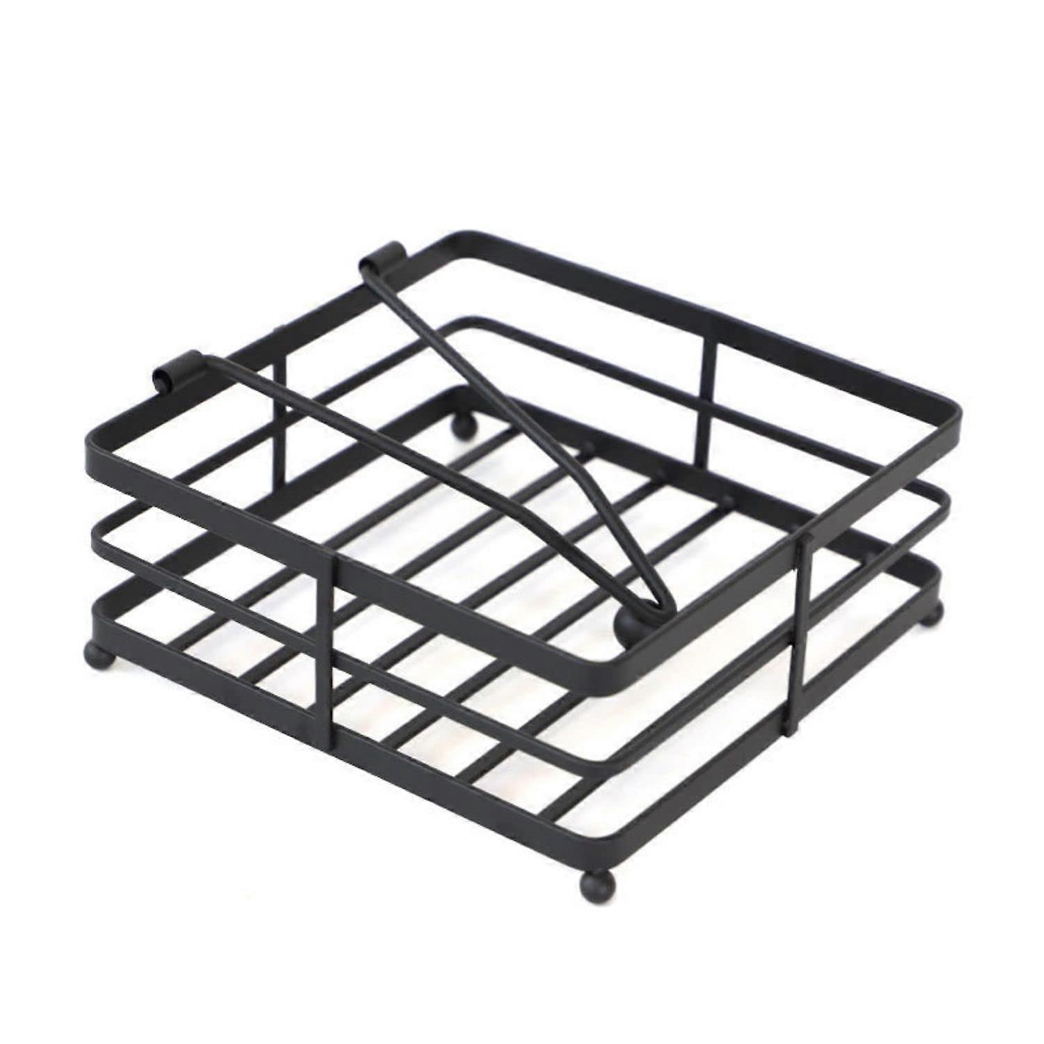 Black Metal Napkin Holder with Weighted Arm Design for Kitchen Table, Modern Style, Durable Material, Black Finish